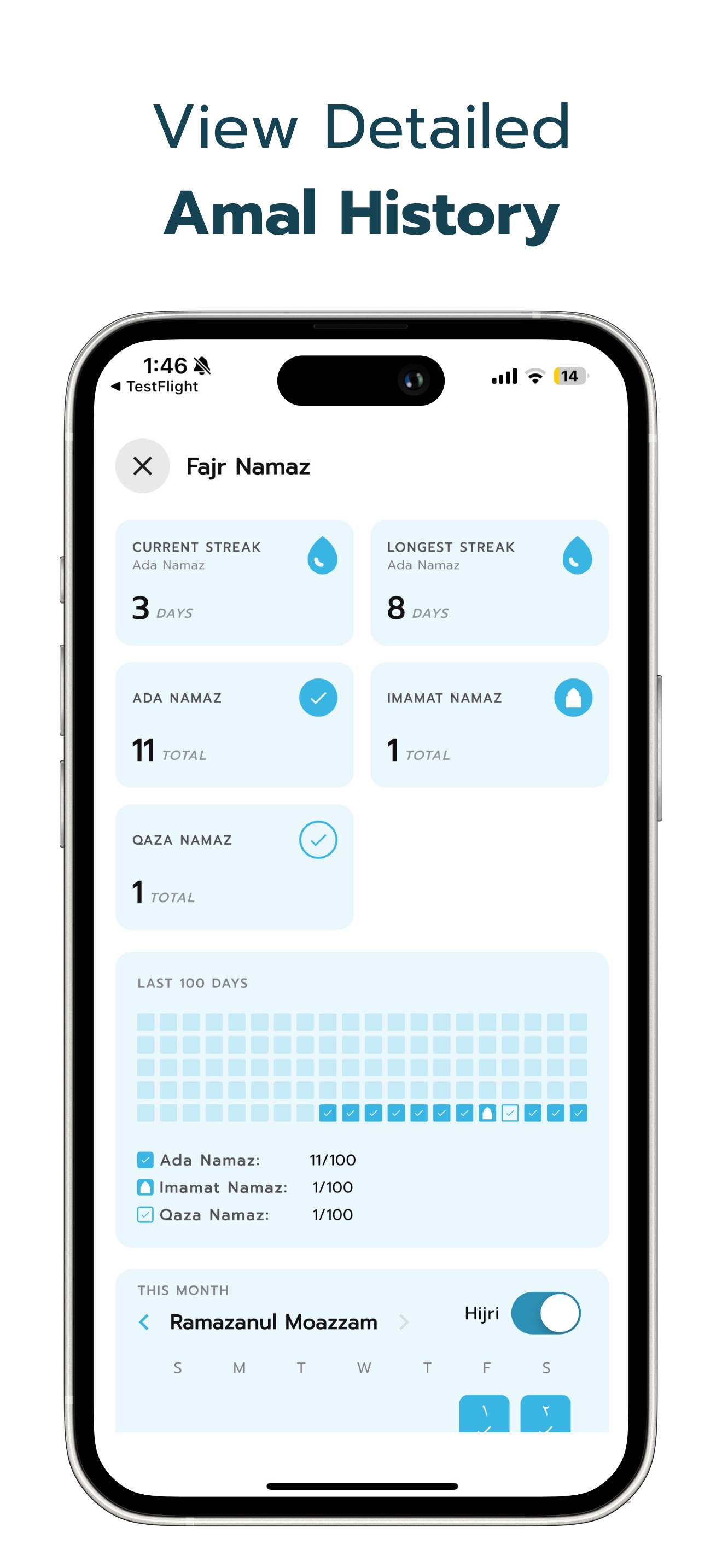 My Deen App Screenshot: Achievement Badges My Deen App Screenshot 3 - Achievement Badges